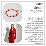Bratara Agat Rosu si Perle Naturale - Energie, Eleganta si Armonie Feminina