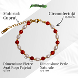 Bratara Agat Rosu si Perle Naturale - Energie, Eleganta si Armonie Feminina