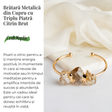 Bratara Aurie cu Triplu Citrin Brut - Energie Pozitiva & Prosperitate
