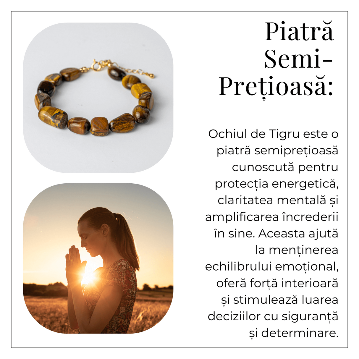 Bijuterie de Echilibru - Bratara cu Cristale Ochi de Tigru