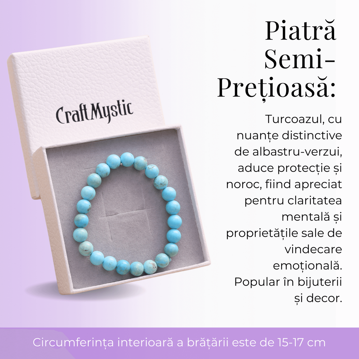 Bratara cu Margele 8mm din Turcoaz Magnesite Natural Tratat Termic