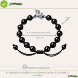 Bratara cu Obsidian Natural si Calut – Protectie, Curaj si Libertate