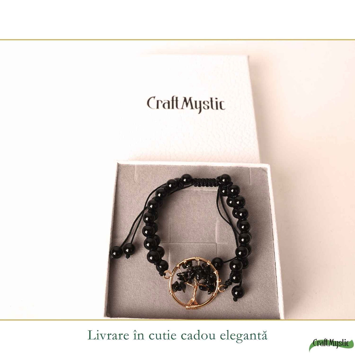 Bratara cu Obsidian si Arborele Vietii – Protectie, Stabilitate si Forta Interioara