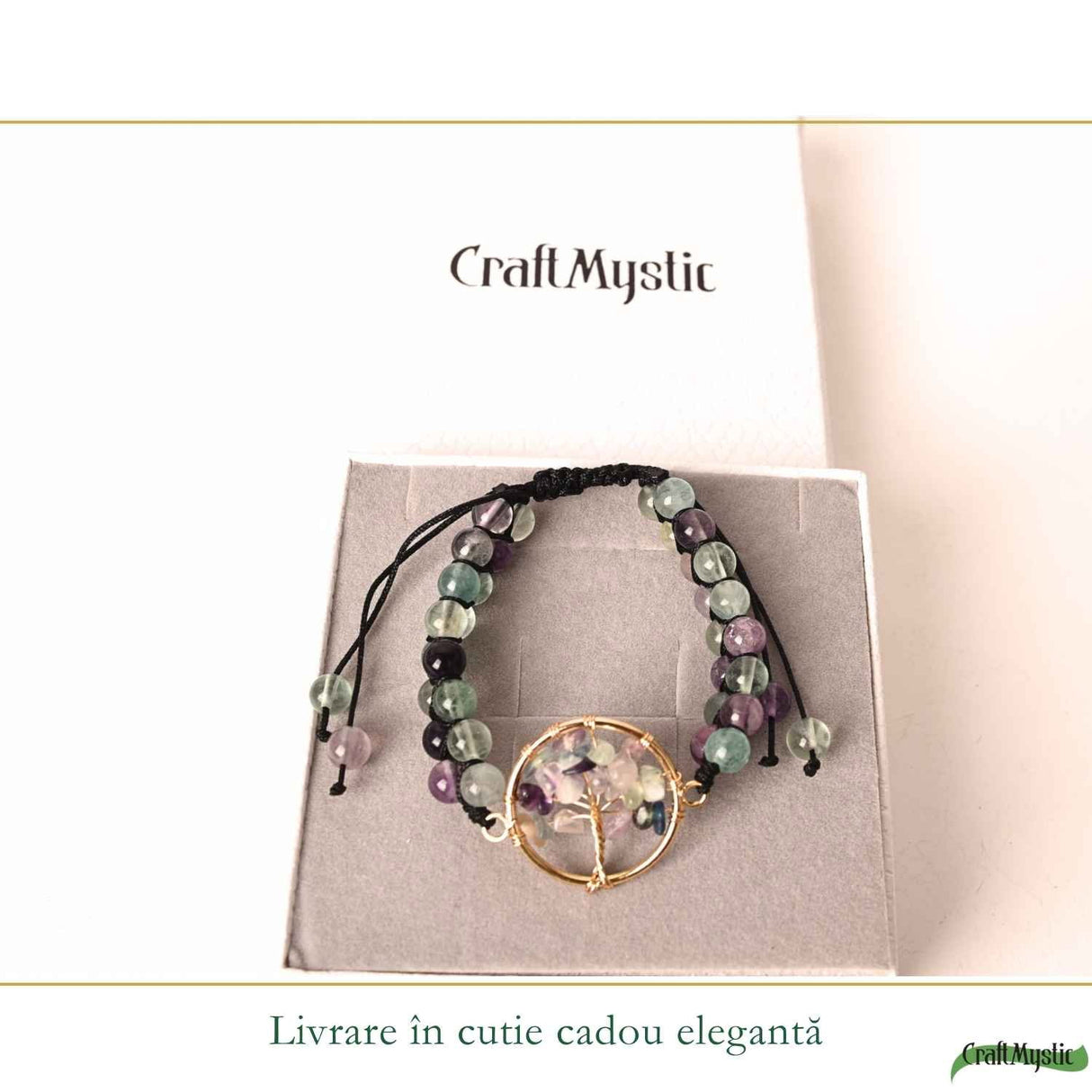 Bratara cu Fluorit si Arborele Vietii – Claritate, Echilibru si Inspiratie