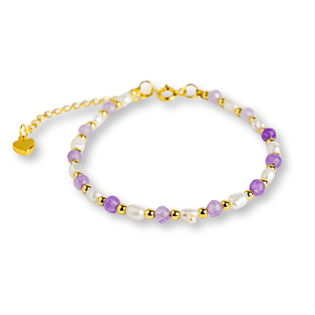 Bratara spirituala cu ametist 4mm si perle - Rafinament purtat zilnic