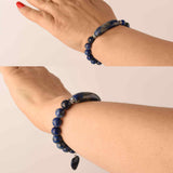 Bratara cu pietre semipretioase margele 8mm ochi de Lapis Lazuli natural cu pigment culoare: Calmarea stresului si a anxietatii