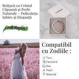 Bratara cu Cristal Capsuna si Perle Naturale - Delicatețe, Feminitate si Lumina Interioara
