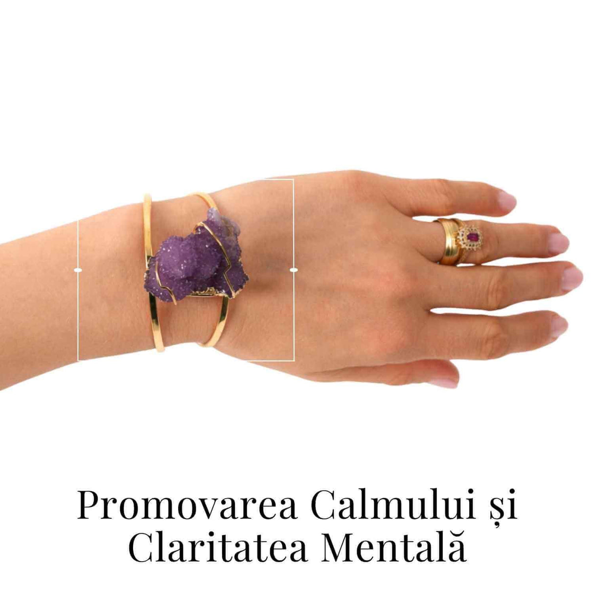 Bratara Aurie cu Ametist Natural Brut - Calm Interior si Claritate Mentala