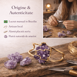 Bratara cuff cu Ametist natural - Echilibru spiritual in forma eleganta