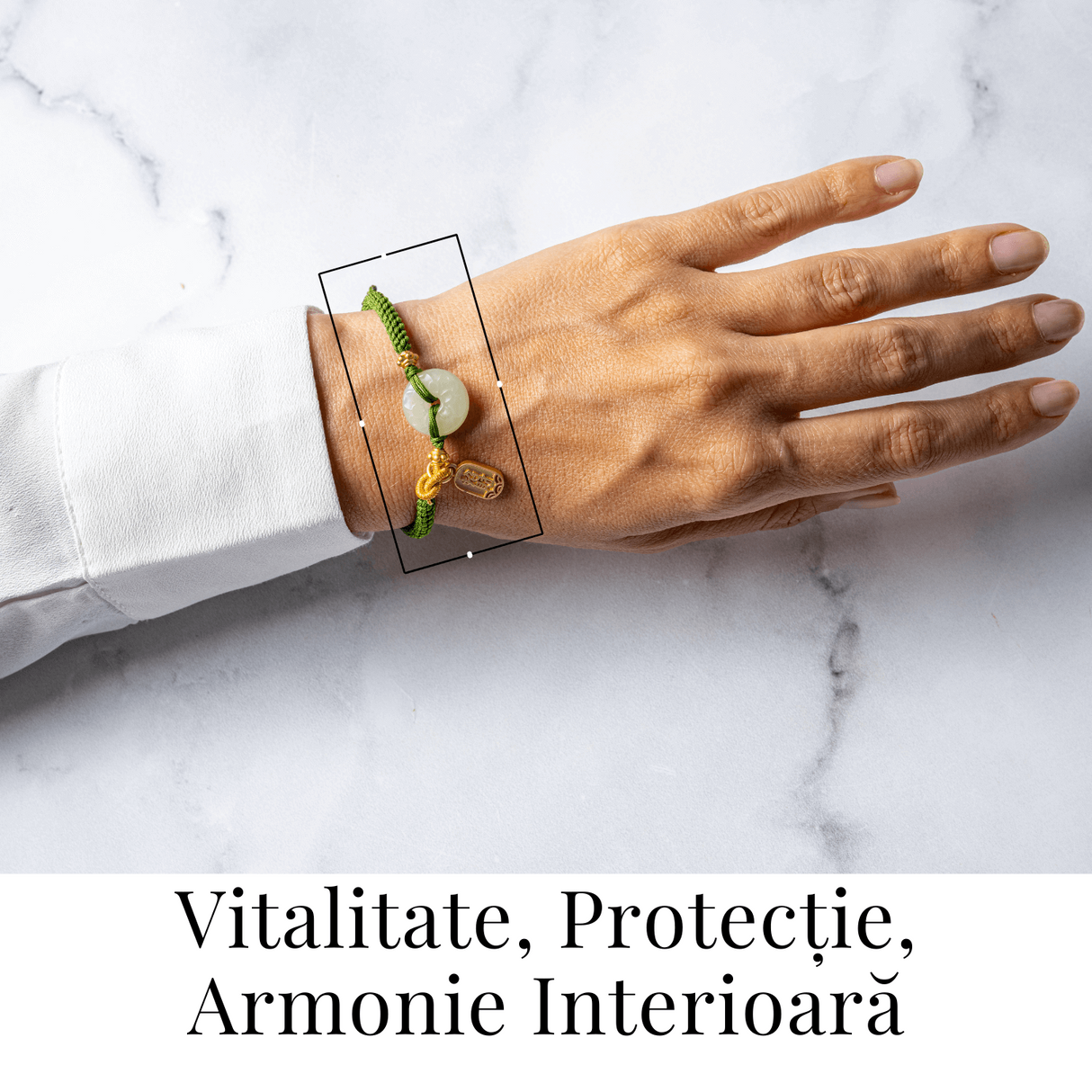 Bratara impletita cu Nefrit Hetian Natural si snur verde - Vitalitate si Protectie