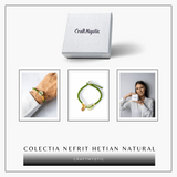Bratara impletita cu Nefrit Hetian Natural si snur verde - Vitalitate si Protectie