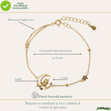 Bratara Argint 925 Placat Auriu cu Sidef Natural, Semiluna, Stea si Calut – Feminitate si Intuitie