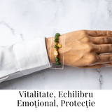 Bratara elastic din jasp verde natural si nefrid hetian - echilibru si vitalitate