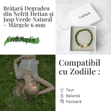 Bratara elastic din jasp verde natural si nefrid hetian - echilibru si vitalitate