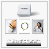 Bratara elastic din jasp verde natural si nefrid hetian - echilibru si vitalitate