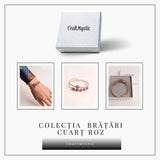 Bratara dubla metalica aurie si Cuart Roz natural pentru calm si claritate mentala