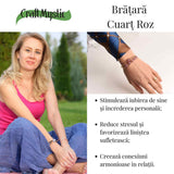 Bratara dubla metalica aurie si Cuart Roz natural pentru calm si claritate mentala