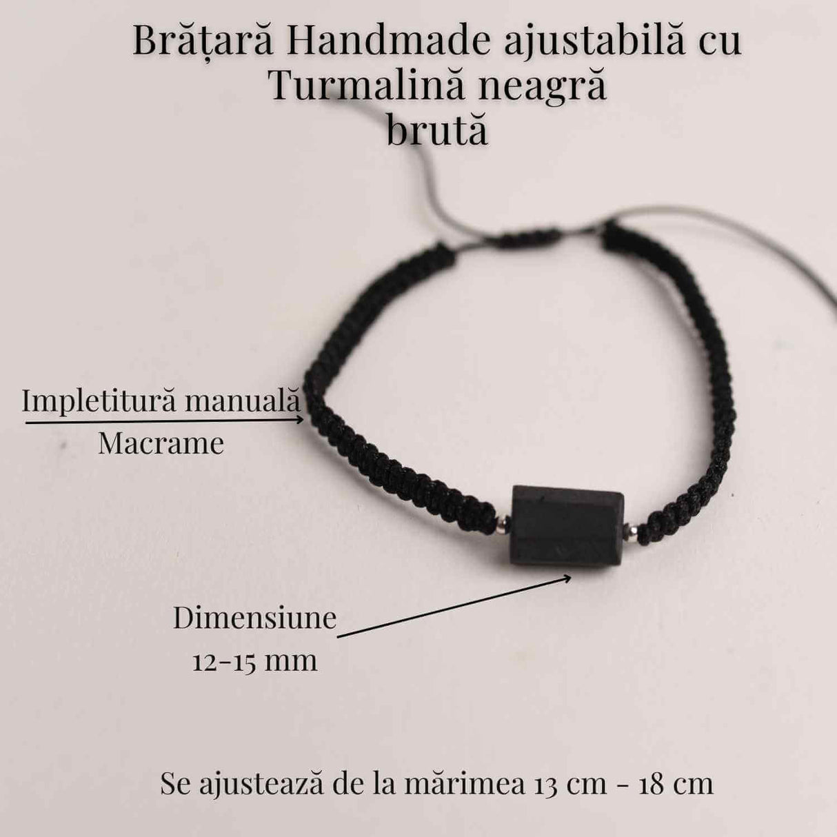 Bratara macrame cu turmalina neagra pentru protectie energetica