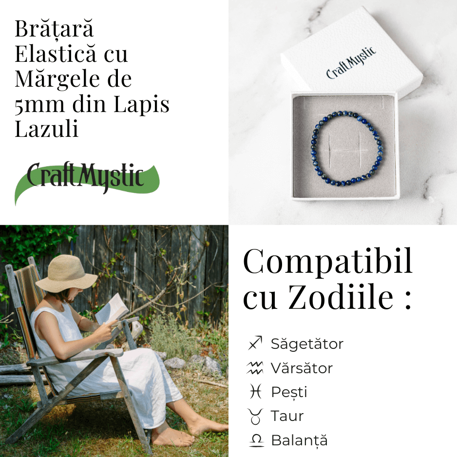 Bratara Elastica Lapis Lazuli 5 mm - Claritate si Creativitate