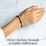 Bratara elastica 4mm din Obsidian Fulg de Nea - Protectie si Echilibru