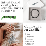 Bratara elastica 4mm din Obsidian Fulg de Nea - Protectie si Echilibru