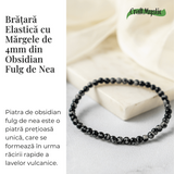 Bratara elastica 4mm din Obsidian Fulg de Nea - Protectie si Echilibru