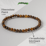 Bratara Elastica cu Margele 4 mm din Ochi de Tigru - Protectie si incredere