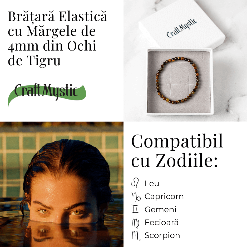 Bratara Elastica cu Margele 4 mm din Ochi de Tigru - Protectie si incredere