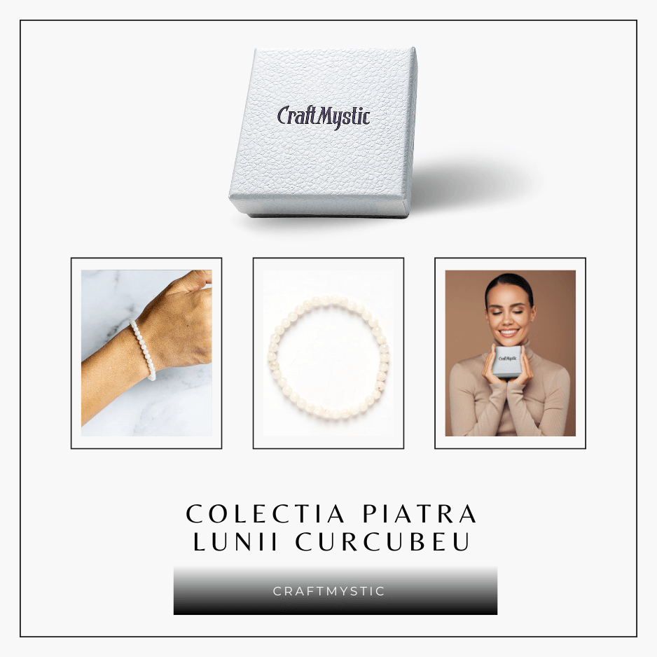 Bratara elastica cu margele 5mm naturale Piatra a Lunii Curcubeu - Echilibru si Intuitie