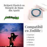 Bratara elastica 8mm din Apatit Albastru - Creativitate si claritate mentala