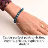 Bratara elastica 8mm din Apatit Albastru - Creativitate si claritate mentala