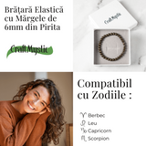 Bratara Elastica cu Margele Naturale de Pirita 6mm pentru Prosperitate si Protectie