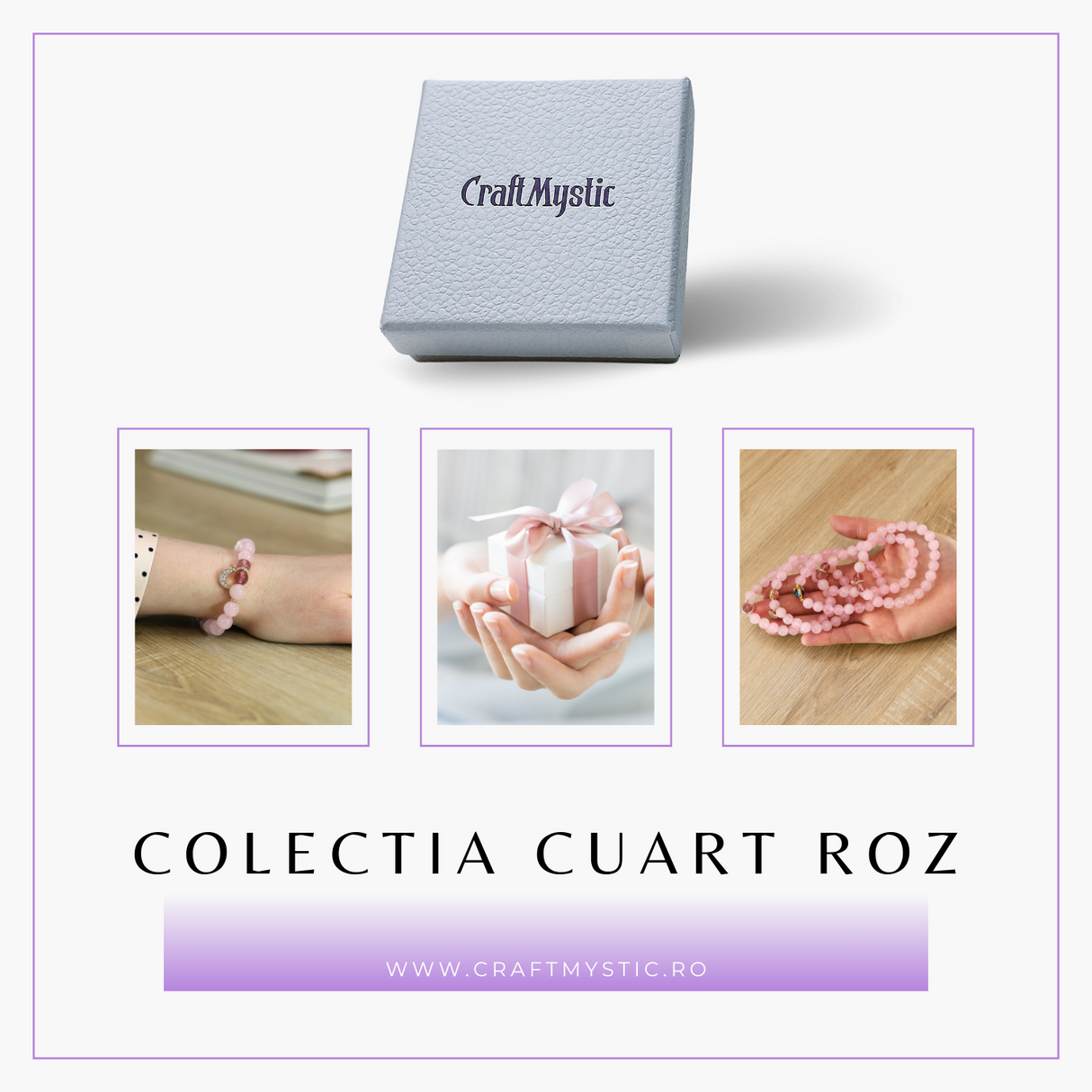 Bratara Elastica cu Margele din Cuart Roz de 8 mm si Pandantiv Sfera