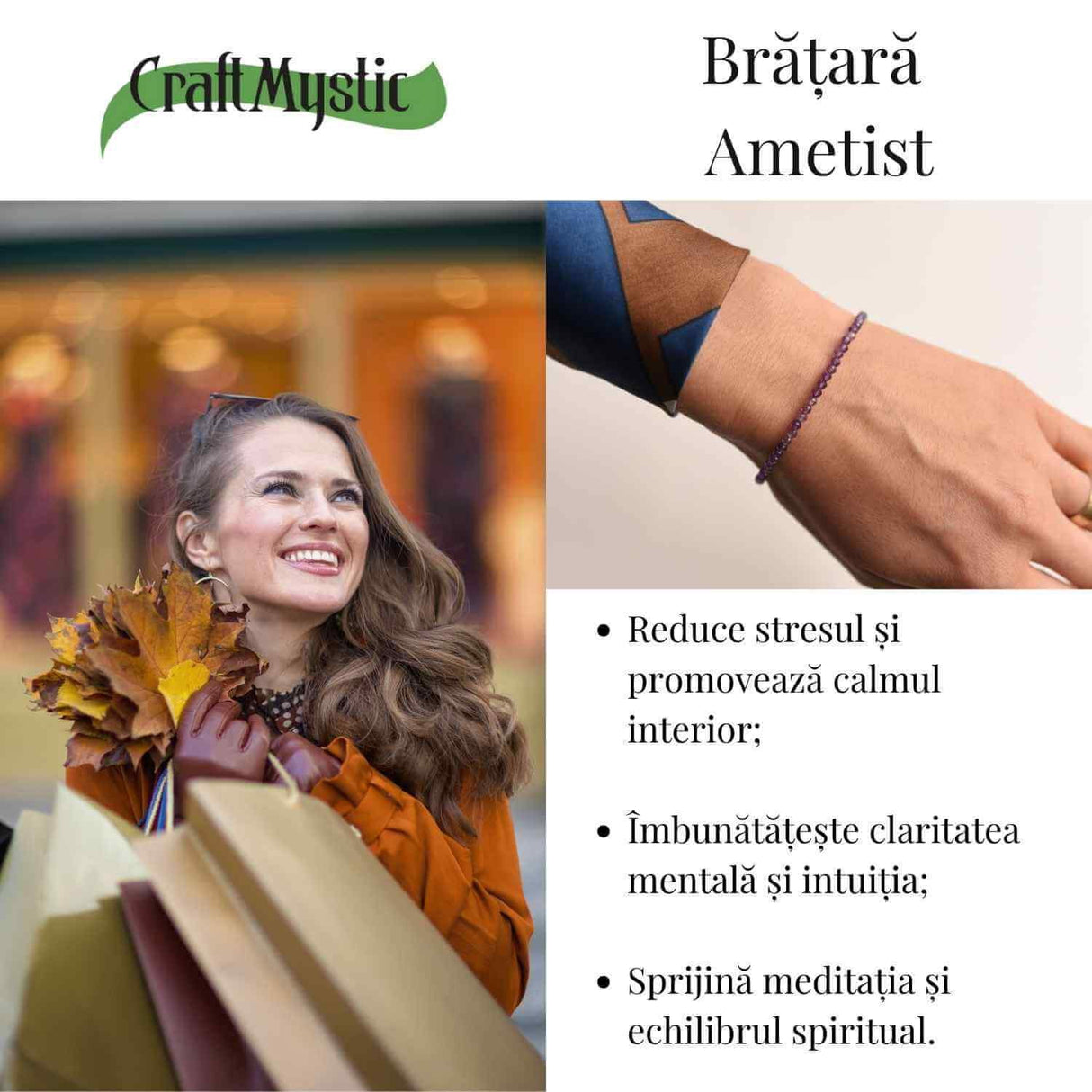 Bratara cu margele 2-3 mm ametist fatetat natural pentru calm si claritate mentala