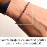 Bratara cu margele 2-3 mm ametist fatetat natural pentru calm si claritate mentala