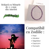 Bratara cu margele 2-3 mm ametist fatetat natural pentru calm si claritate mentala