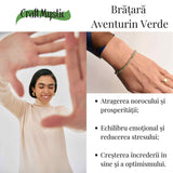 Bratara cu margele 2-3 mm aventurin verde fatetat natural pentru noroc si echilibru emotional