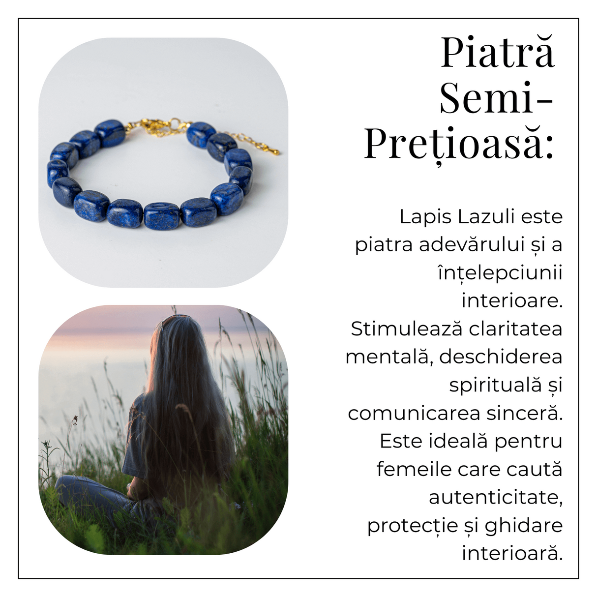 Claritate si Intelepciune - Bratara cu Lapis Lazuli Natural