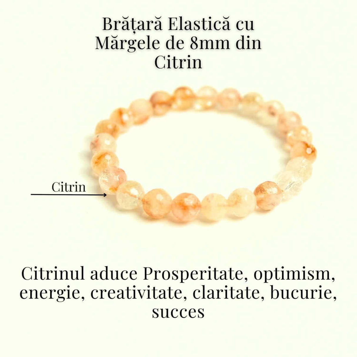 Bratara Elastica Radianta cu Citrin Fatetat 8mm - Energie si Prosperitate