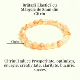 Bratara Elastica Radianta cu Citrin Fatetat 8mm - Energie si Prosperitate