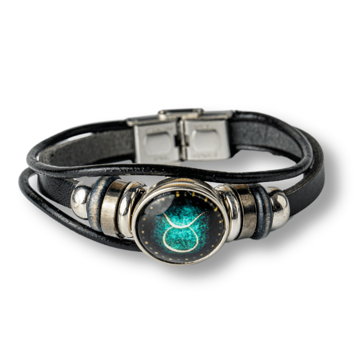 Bratara Fixa zodia Berbec din Piele Sintetica cu Cabochon Rotund - Semn Zodiacal Personalizat pentru Stil si Conexiune Astrologica