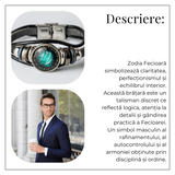Bratara Fixa zodia Berbec din Piele Sintetica cu Cabochon Rotund - Semn Zodiacal Personalizat pentru Stil si Conexiune Astrologica