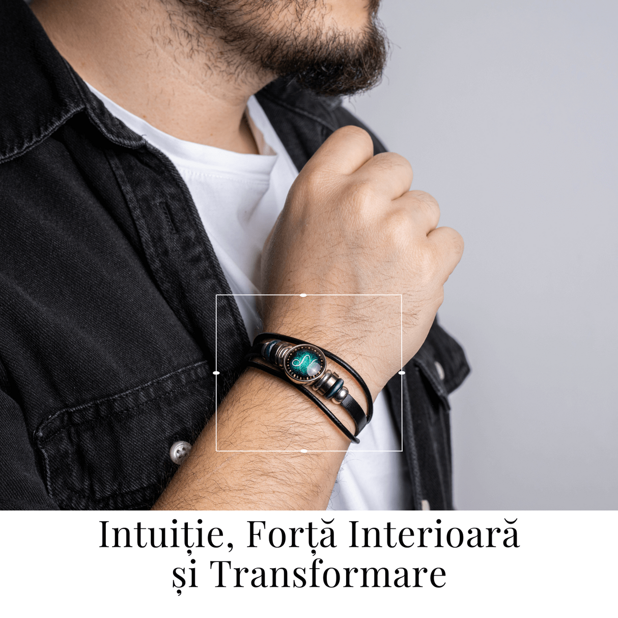 Bratara Fixa zodia Berbec din Piele Sintetica cu Cabochon Rotund - Semn Zodiacal Personalizat pentru Stil si Conexiune Astrologica