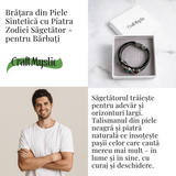 Bratara Fixa zodia Berbec din Piele Sintetica cu Cabochon Rotund - Semn Zodiacal Personalizat pentru Stil si Conexiune Astrologica