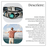 Bratara Fixa zodia Berbec din Piele Sintetica cu Cabochon Rotund - Semn Zodiacal Personalizat pentru Stil si Conexiune Astrologica