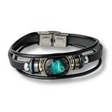 Bratara Fixa zodia Berbec din Piele Sintetica cu Cabochon Rotund - Semn Zodiacal Personalizat pentru Stil si Conexiune Astrologica