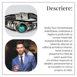 Bratara Fixa zodia Berbec din Piele Sintetica cu Cabochon Rotund - Semn Zodiacal Personalizat pentru Stil si Conexiune Astrologica