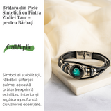 Bratara Fixa zodia Berbec din Piele Sintetica cu Cabochon Rotund - Semn Zodiacal Personalizat pentru Stil si Conexiune Astrologica