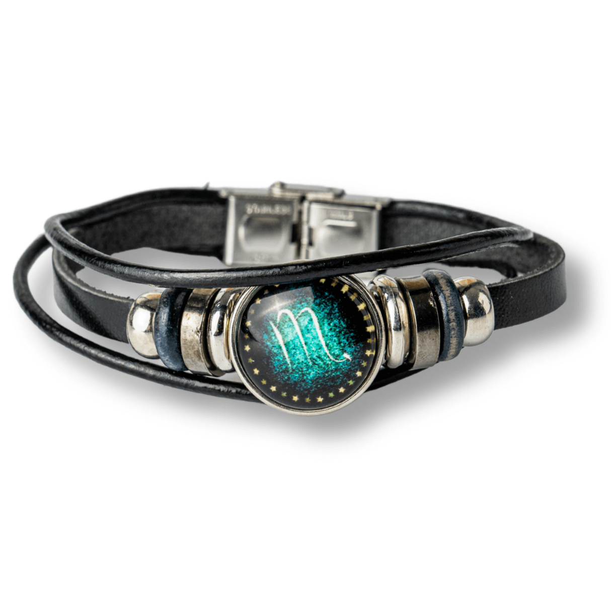Bratara Fixa zodia Berbec din Piele Sintetica cu Cabochon Rotund - Semn Zodiacal Personalizat pentru Stil si Conexiune Astrologica