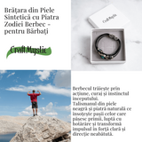 Bratara Fixa zodia Berbec din Piele Sintetica cu Cabochon Rotund - Semn Zodiacal Personalizat pentru Stil si Conexiune Astrologica